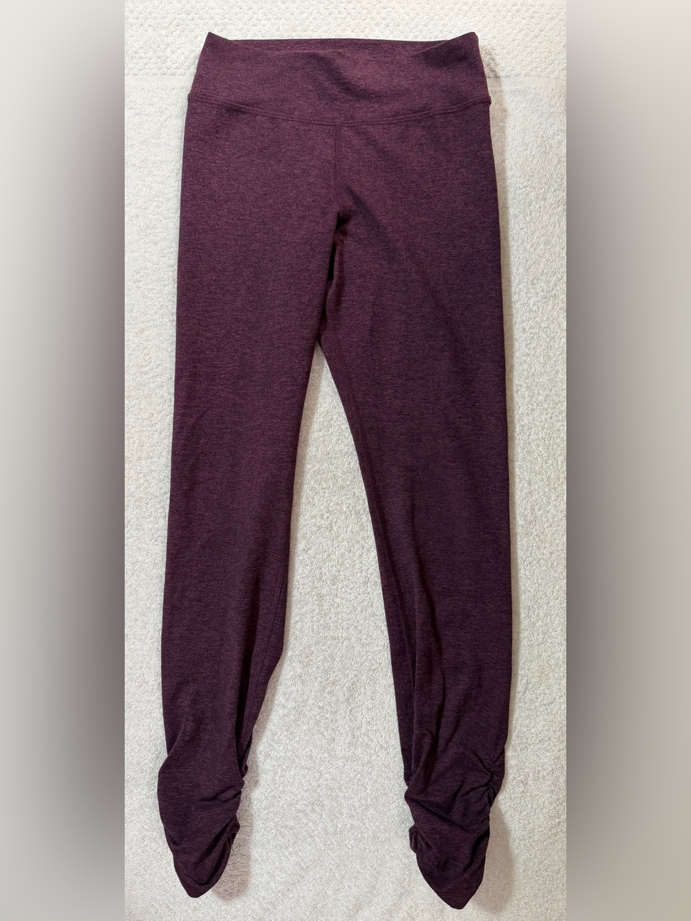 good hYOUman Brooke Ruched Gathered Ankle Yoga Leggings Heathered Plum Space-Dye